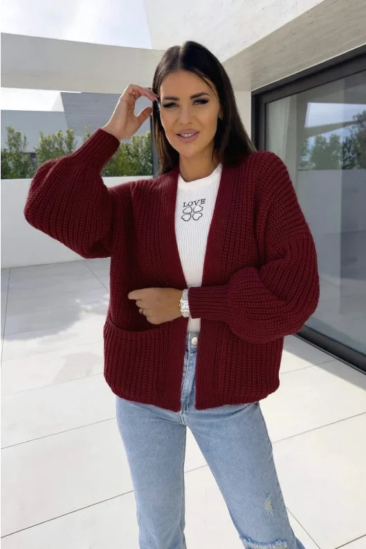 Gilet ouvert avec poches en tricot