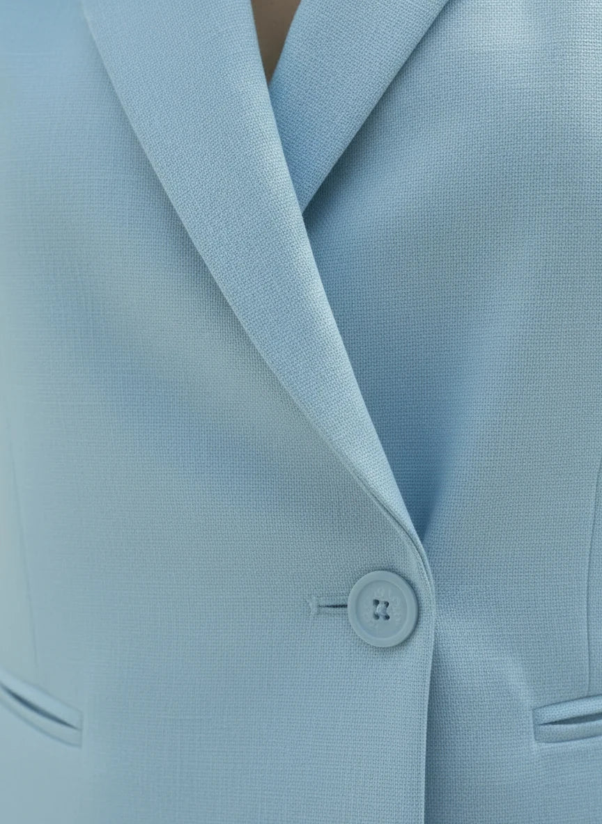 Gilet Tailleur Iconique Pastel – Bleu Élégant