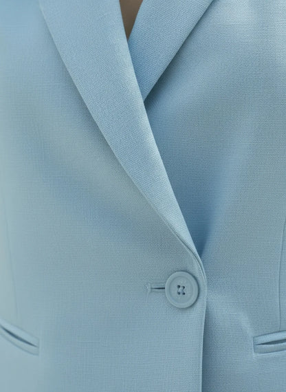 Gilet Tailleur Iconique Pastel – Bleu Élégant