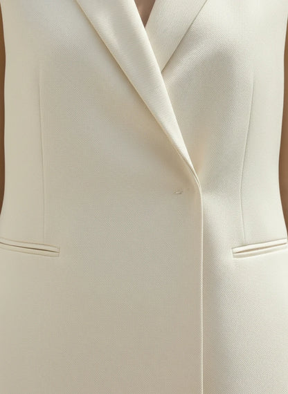 Gilet Tailleur Iconique Pastel – Écru Élégant