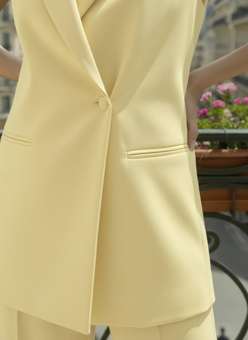 Gilet Tailleur Iconique Pastel – Jaune Lumineux