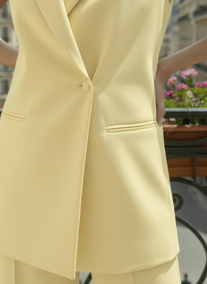 Gilet Tailleur Iconique Pastel – Jaune Lumineux