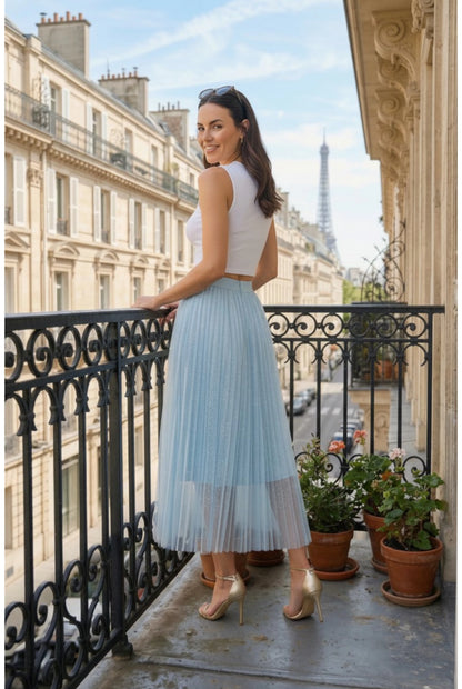 Jupe Tulle ROSIE Bleu – Élégance Aérienne