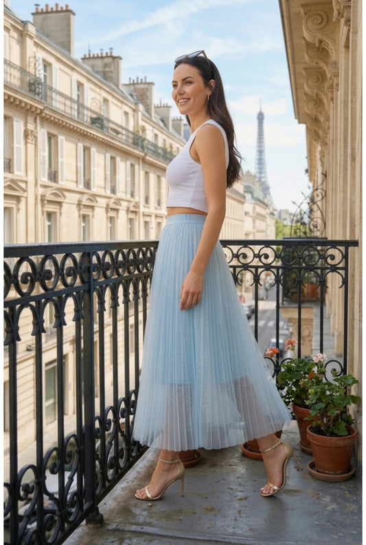 Jupe Tulle ROSIE Bleu – Élégance Aérienne
