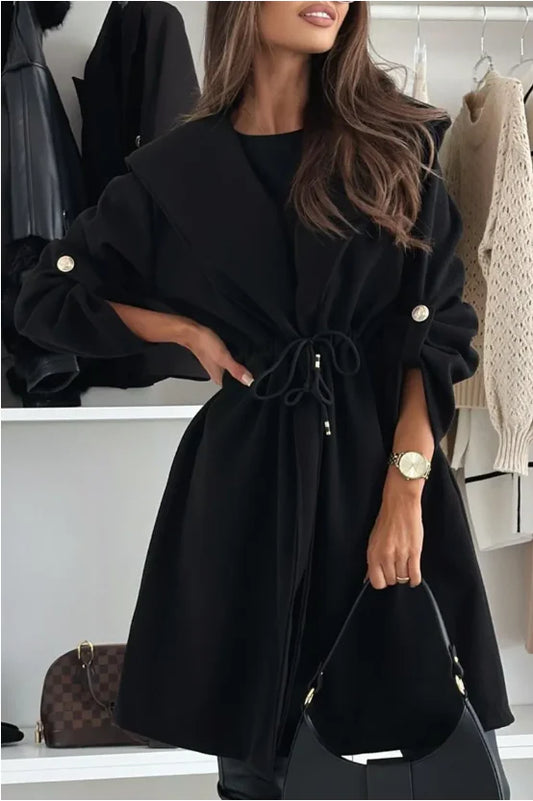 Manteau long avec capuche et poches