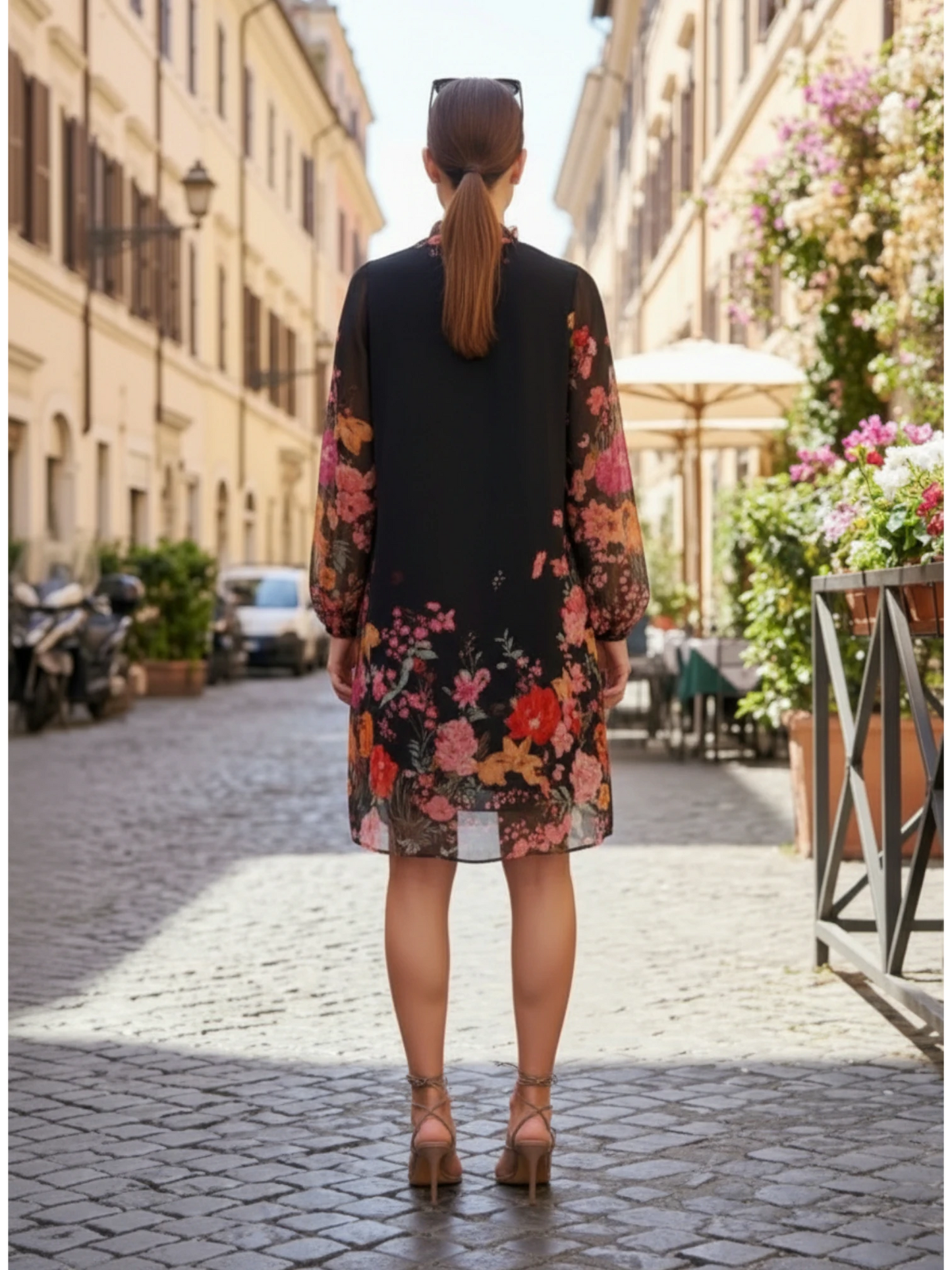 Robe Fluide Fleurie à Manches Ballon – Chic & Décontractée