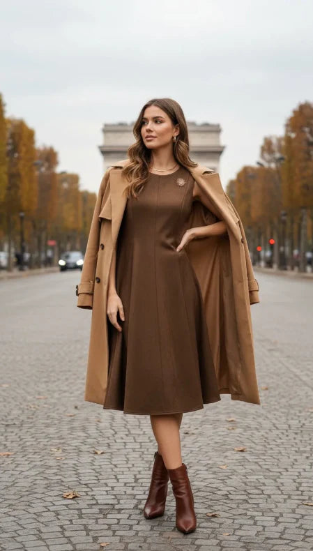 Robe Longue en Suédine Élégante