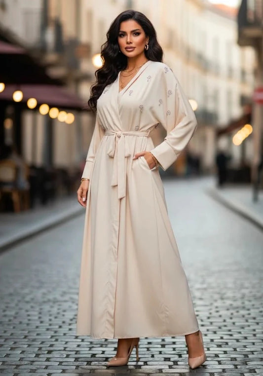 Robe longue perles femme