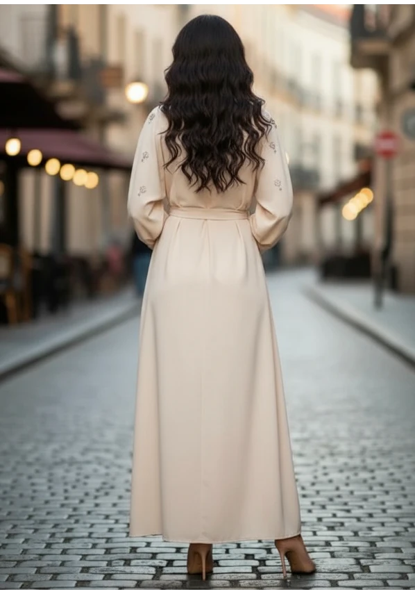 Robe longue perles femme