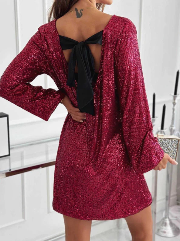 Robe à sequins noeud au dos