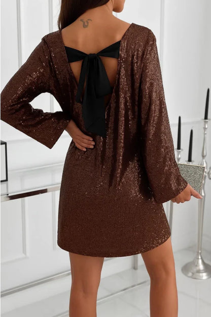 Robe à sequins noeud au dos