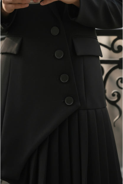 Robe Blazer Asymétrique Noir – Élégance Sculpturale