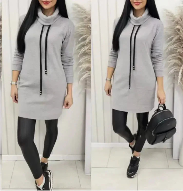 Robe courte décontractée à col montant