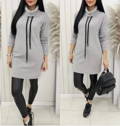 Robe courte décontractée à col montant