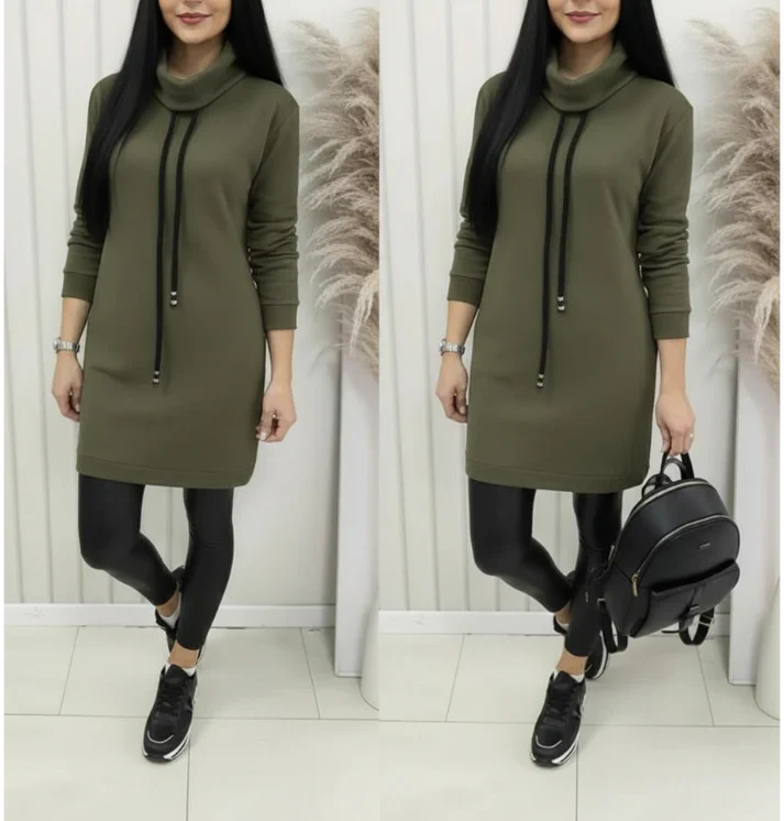 Robe courte décontractée à col montant