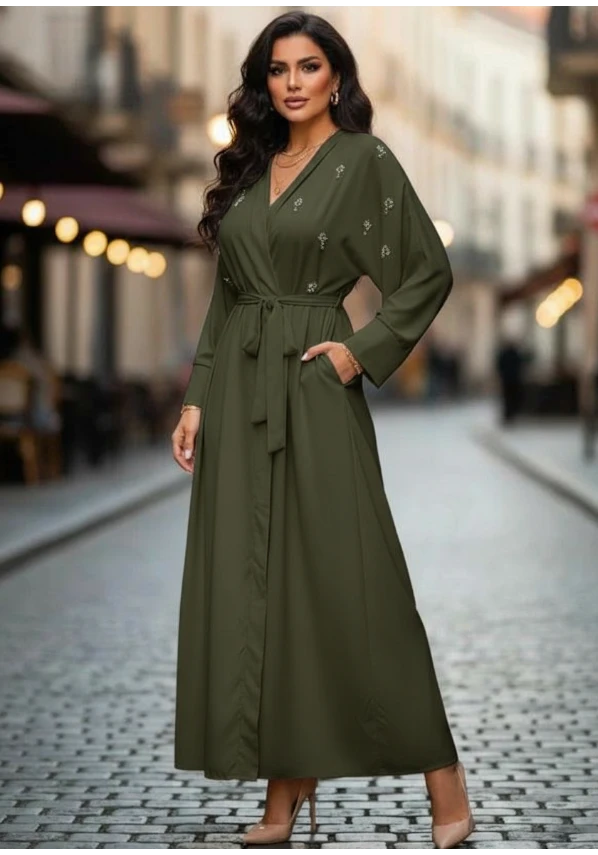 Robe longue perles femme