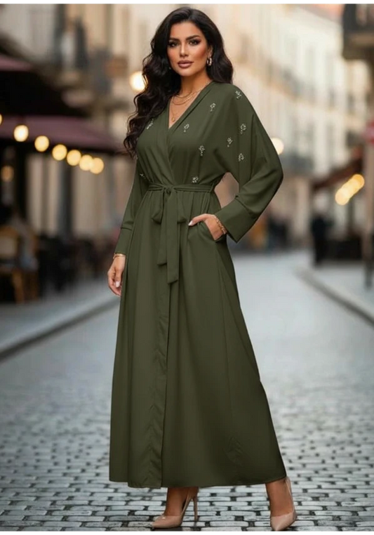 Robe longue perles femme