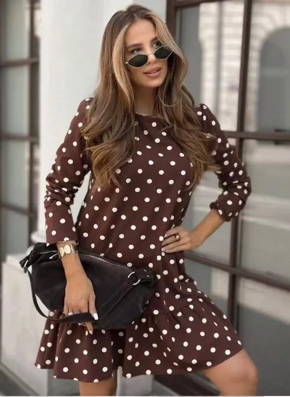 Robe manches longues imprimé pois