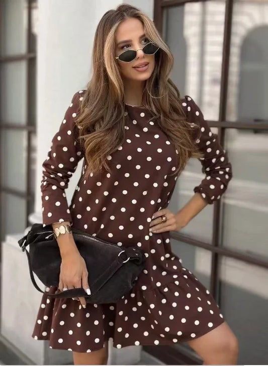 Robe manches longues imprimé pois