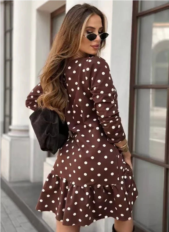 Robe manches longues imprimé pois