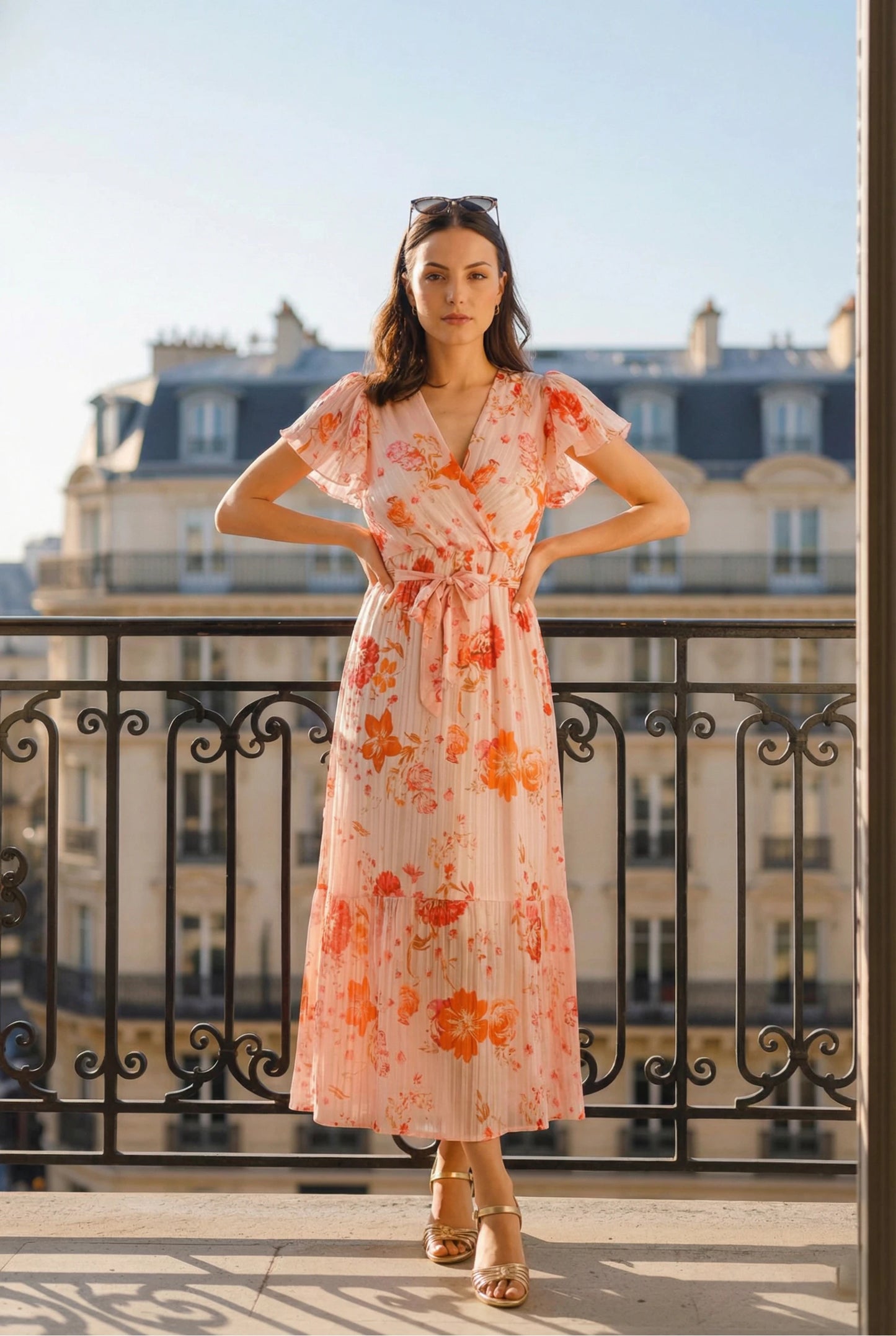 Robe Maxi Florale Plissée – Élégance Féminine