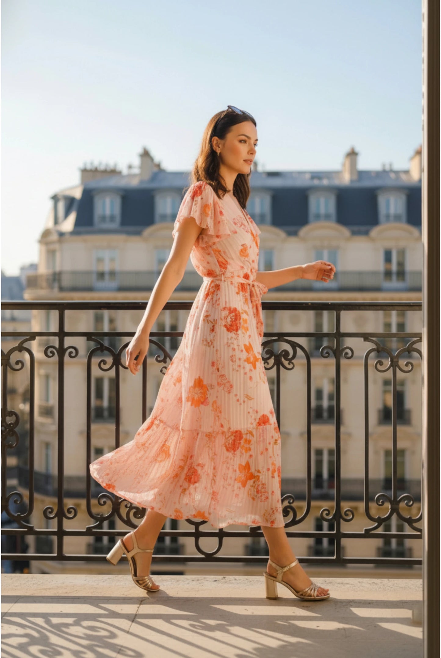 Robe Maxi Florale Plissée – Élégance Féminine