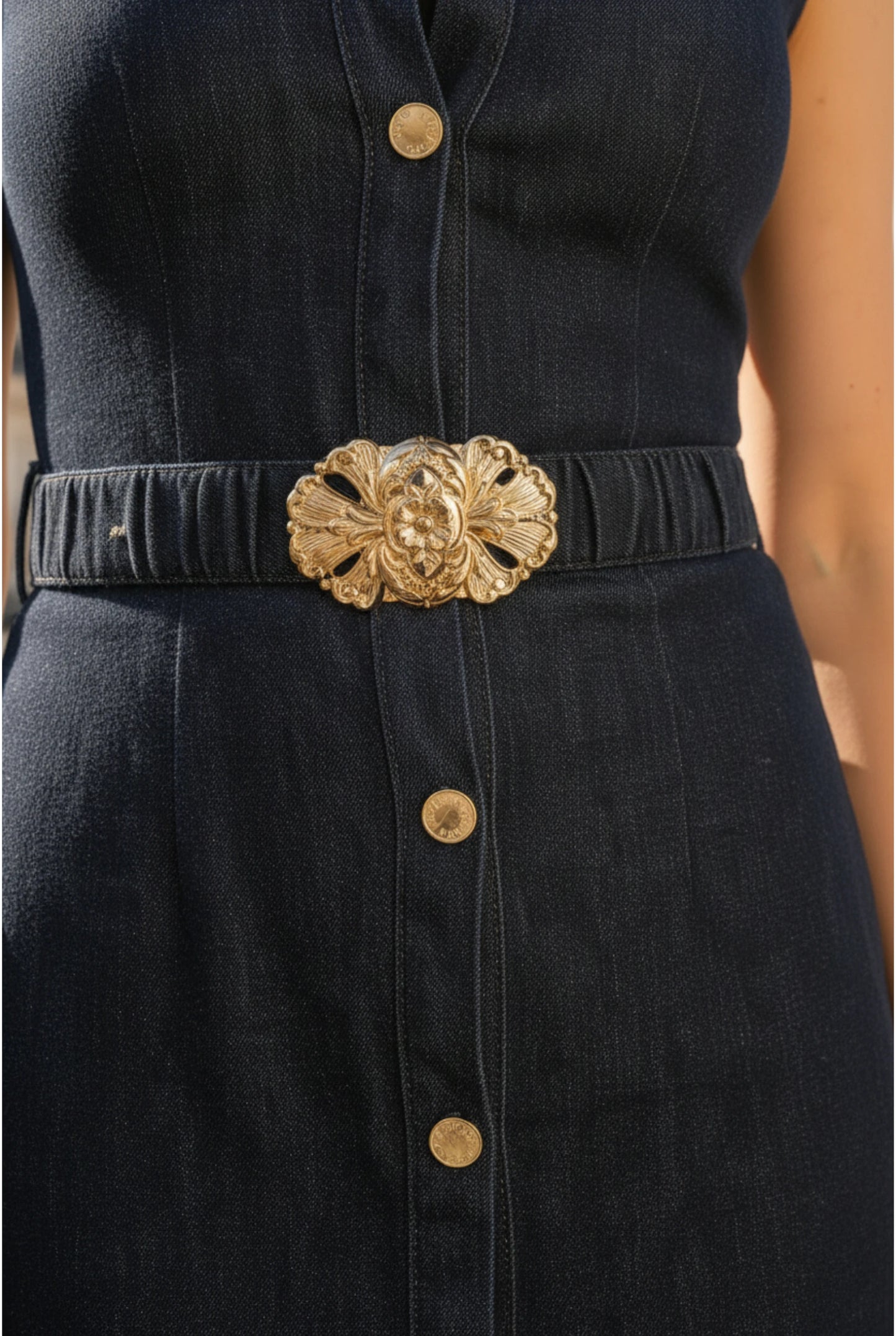Robe Midi Denim Sculpt – Élégance Structurée