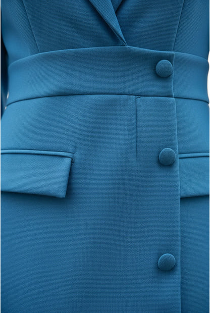 Robe Veste Sculpturale Bleu Roi – Élégance Affirmée
