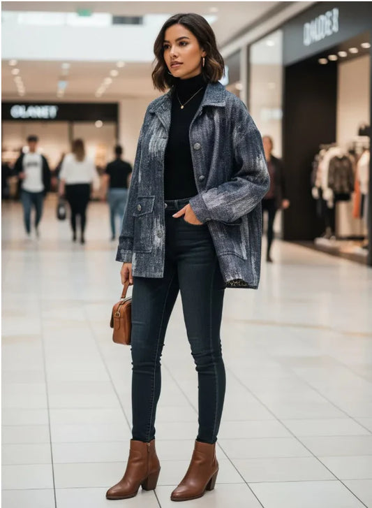 Veste Oversize en Denim et Velours