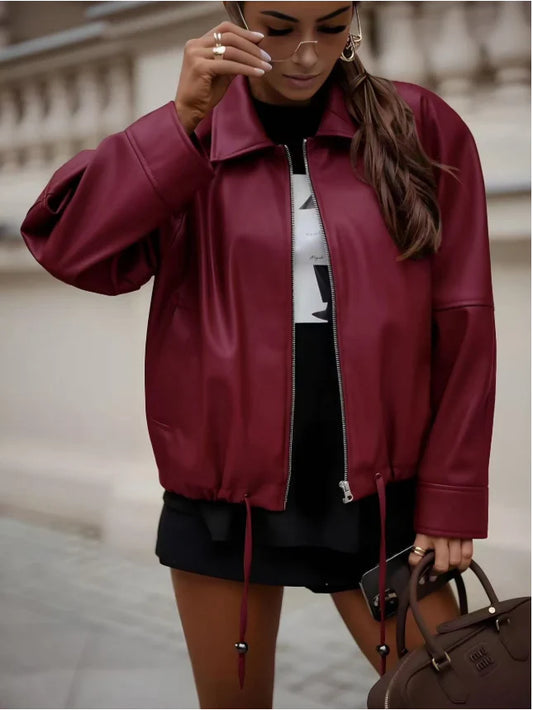 Veste Oversize en similicuir à cordons ajustables