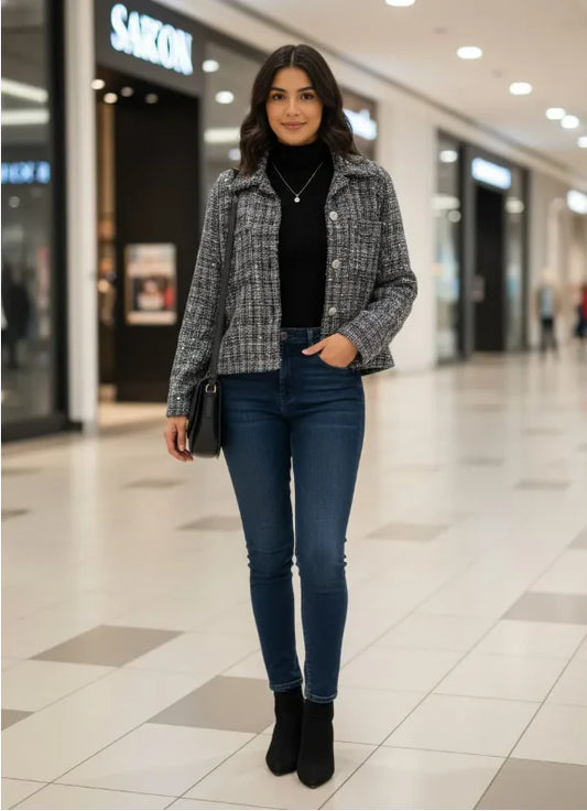 Veste Tweed & Sequin Élégante