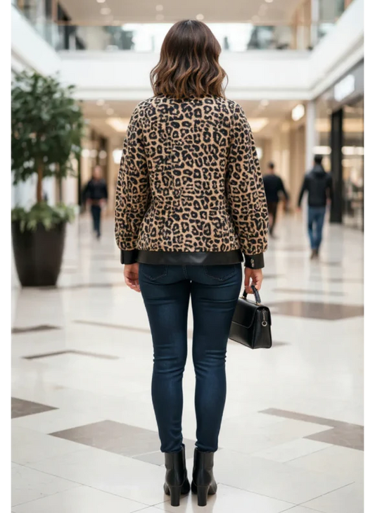 Veste en laine avec détails cuir